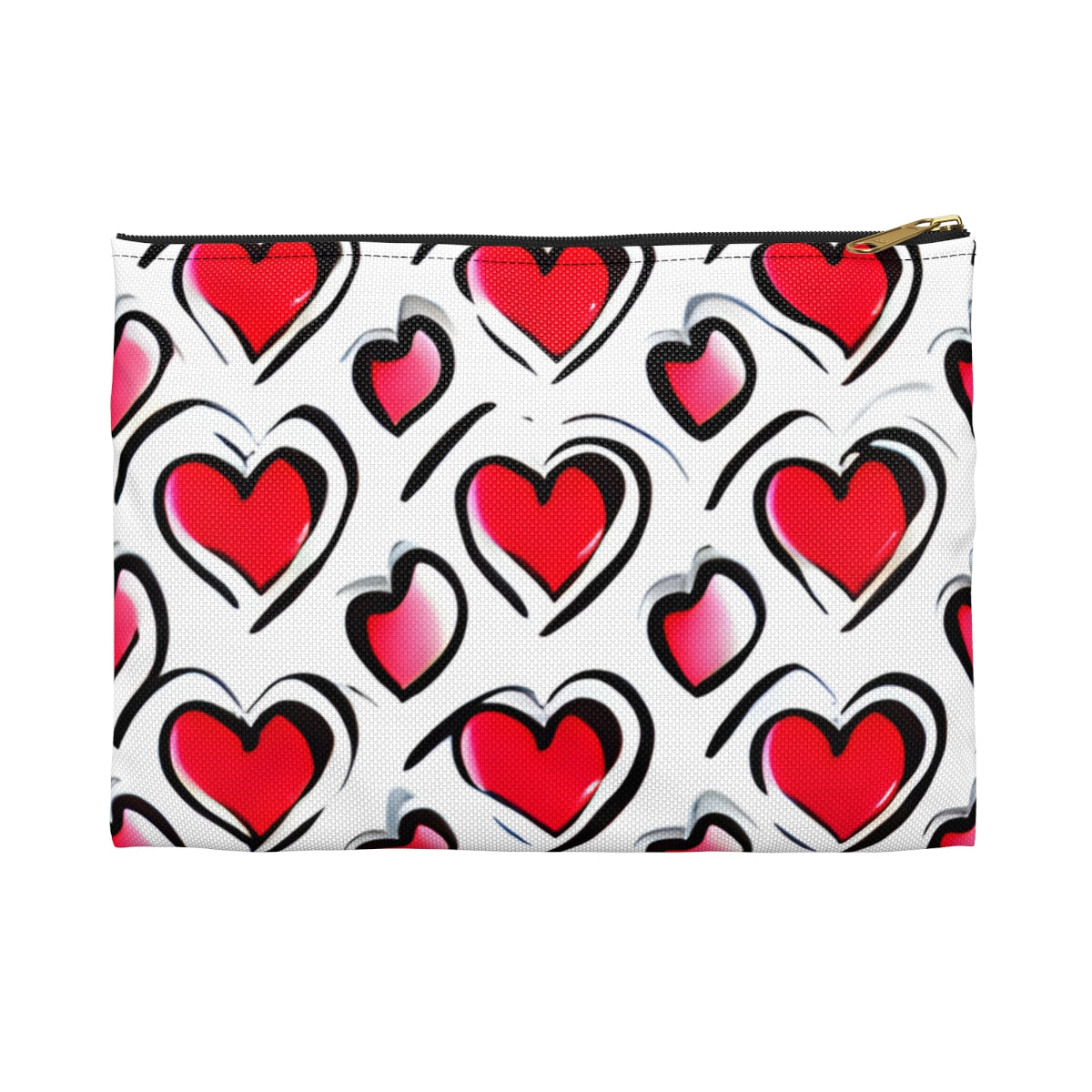 Stylish Heart Shaped Zipper Pouch in Red & Black - Perfect for Your Essentials