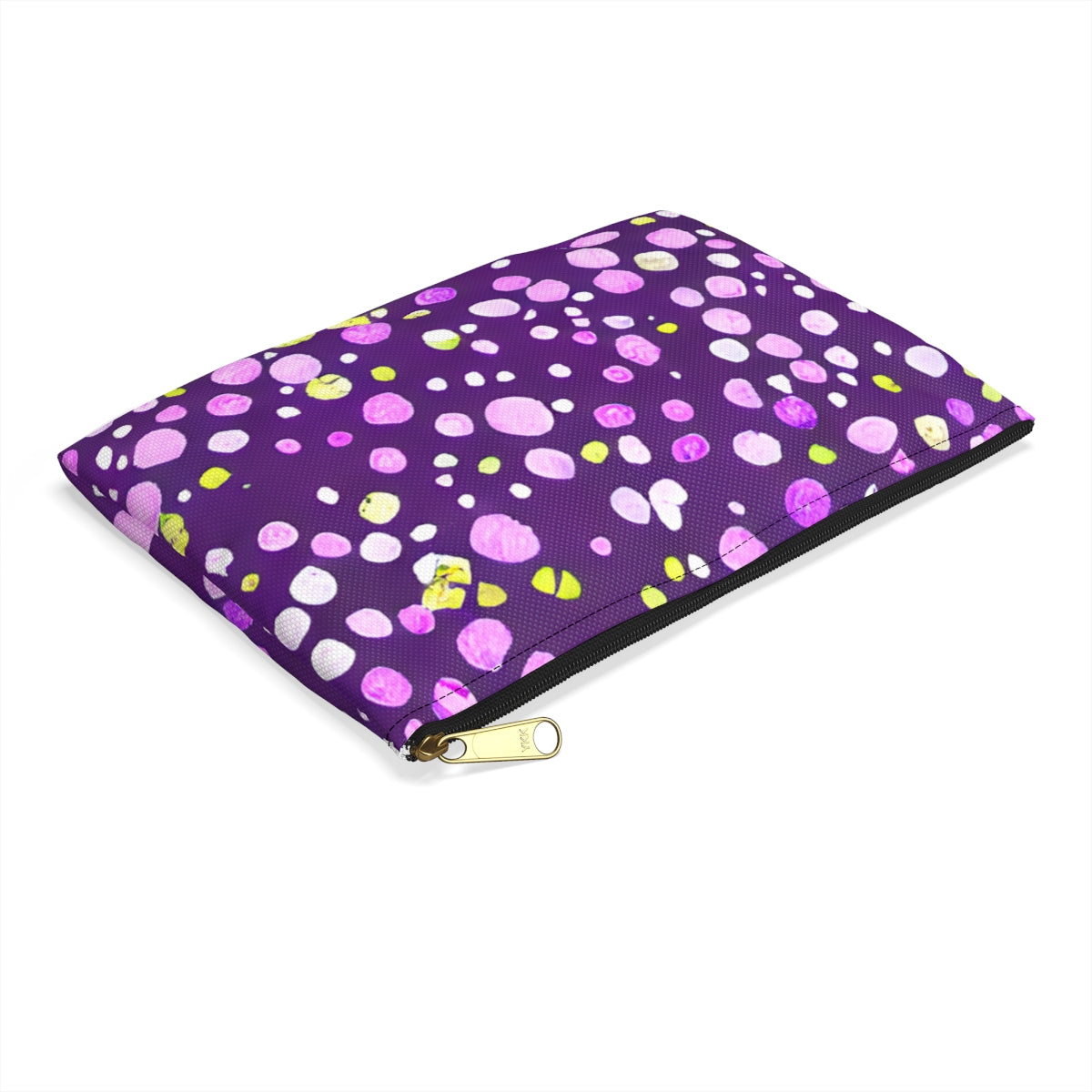 Polka Dot Zipper Pouch in Purple and Yellow