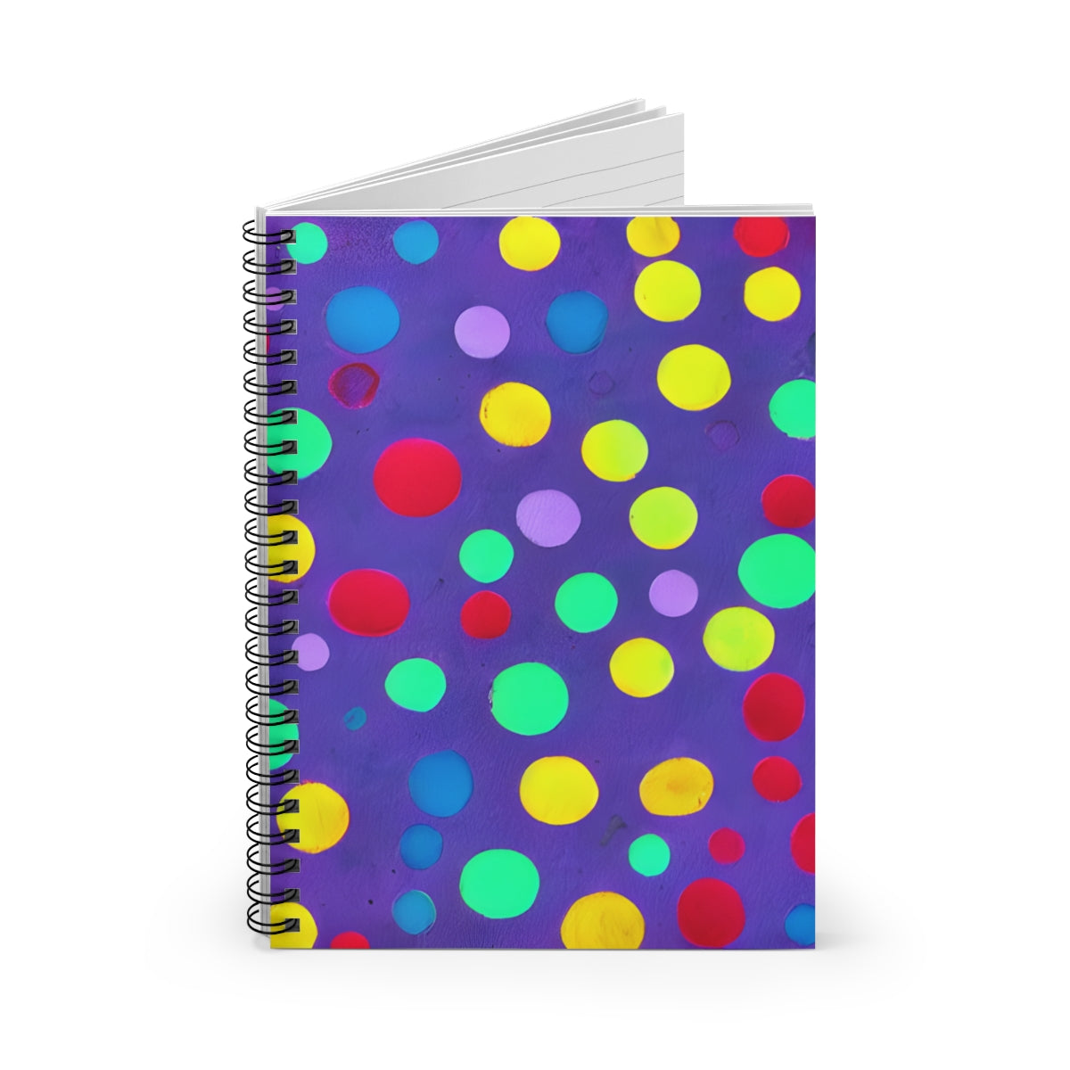 Colorful Polka Dot Spiral Notebook in Pretty Purple