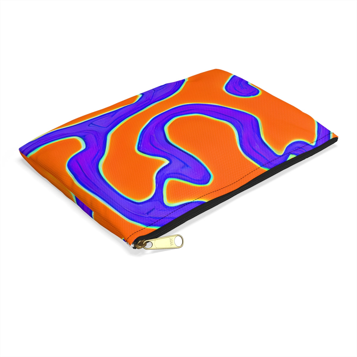 Swirled Orange & Blue Zipper Pouch - Stylish Storage Accessory