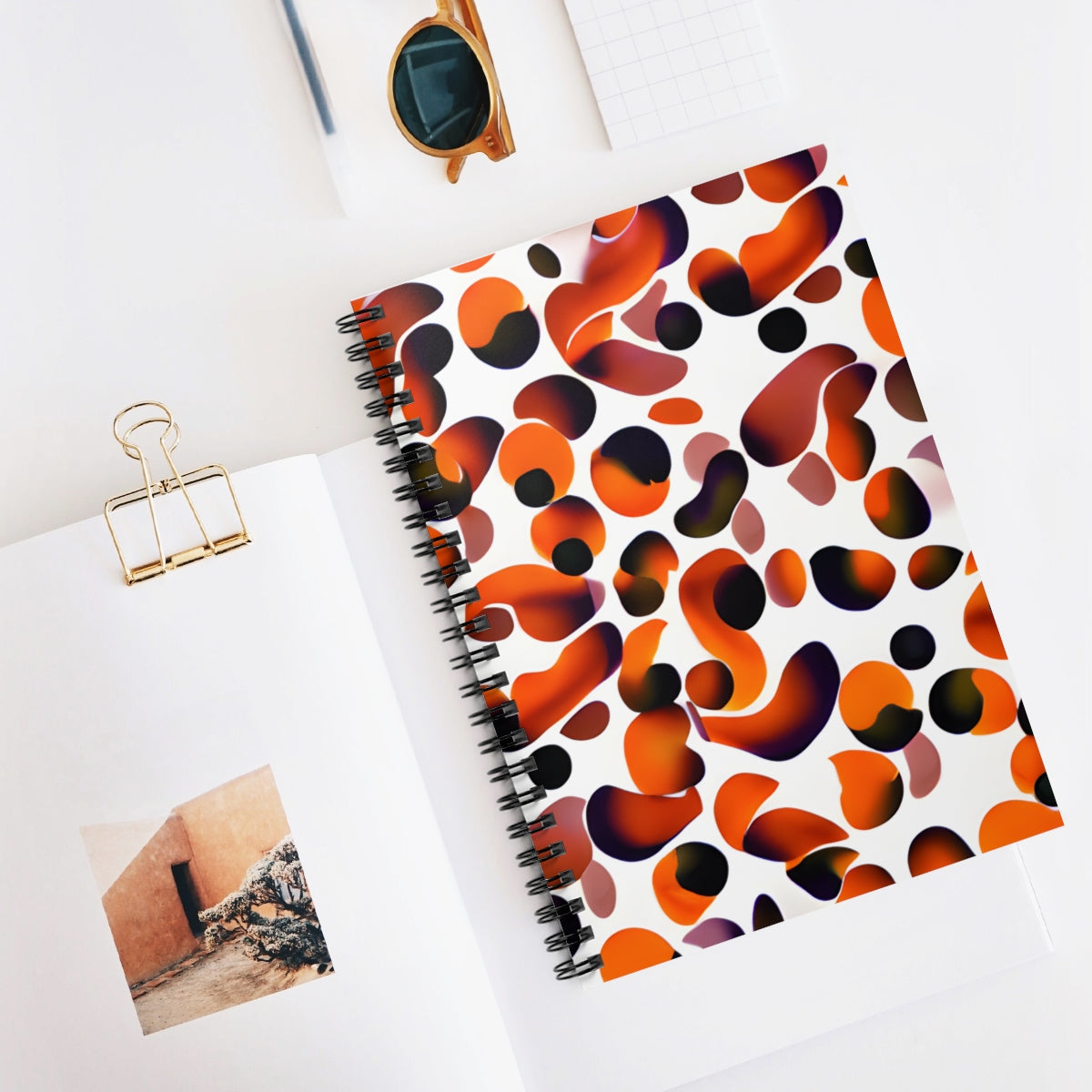 Bold and Bright: Orange and Black Circle Spiral Notebook