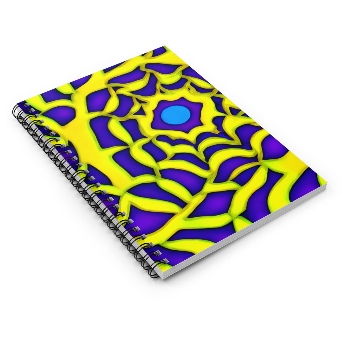 Colorful Spiral Notebook with Purple, Yellow & Blue Design