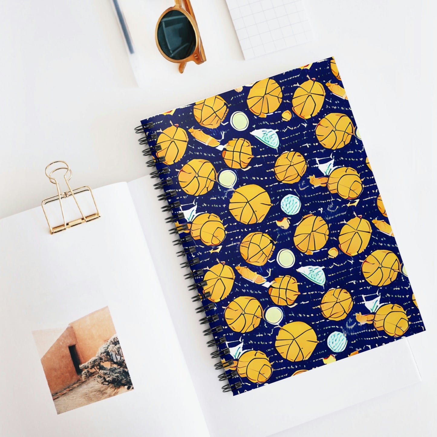 Bouncy Hoops Notebook: Spiral Bound with Basketball Design