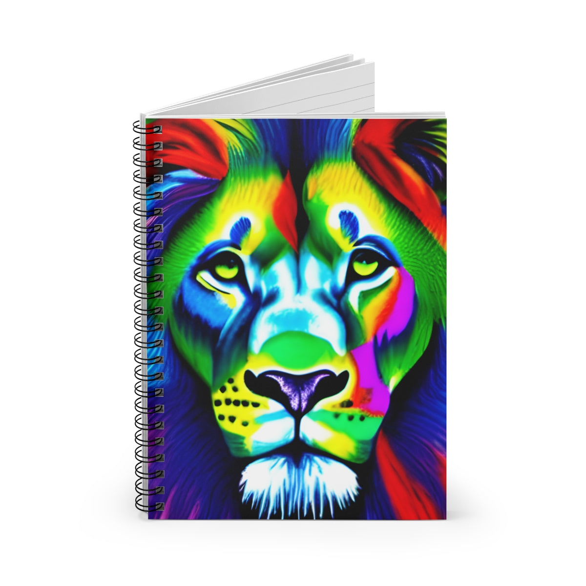 Colorful Spiral Notebook with Majestic Lion Design
