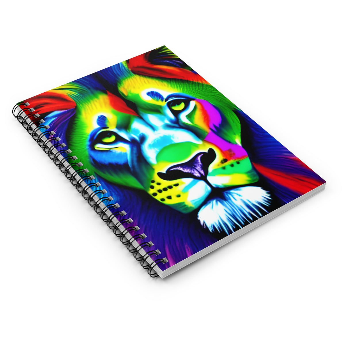 Colorful Spiral Notebook with Majestic Lion Design