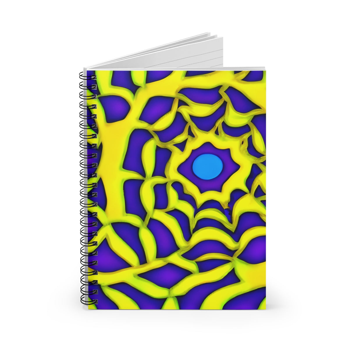 Colorful Spiral Notebook with Purple, Yellow & Blue Design