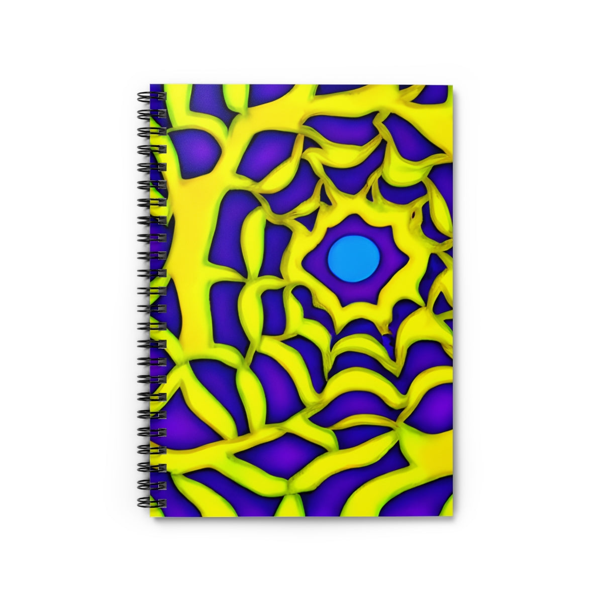 Colorful Spiral Notebook with Purple, Yellow & Blue Design