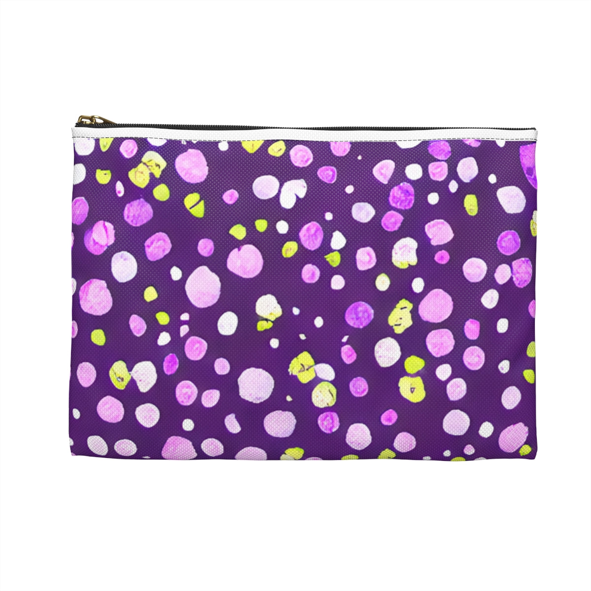 Polka Dot Zipper Pouch in Purple and Yellow