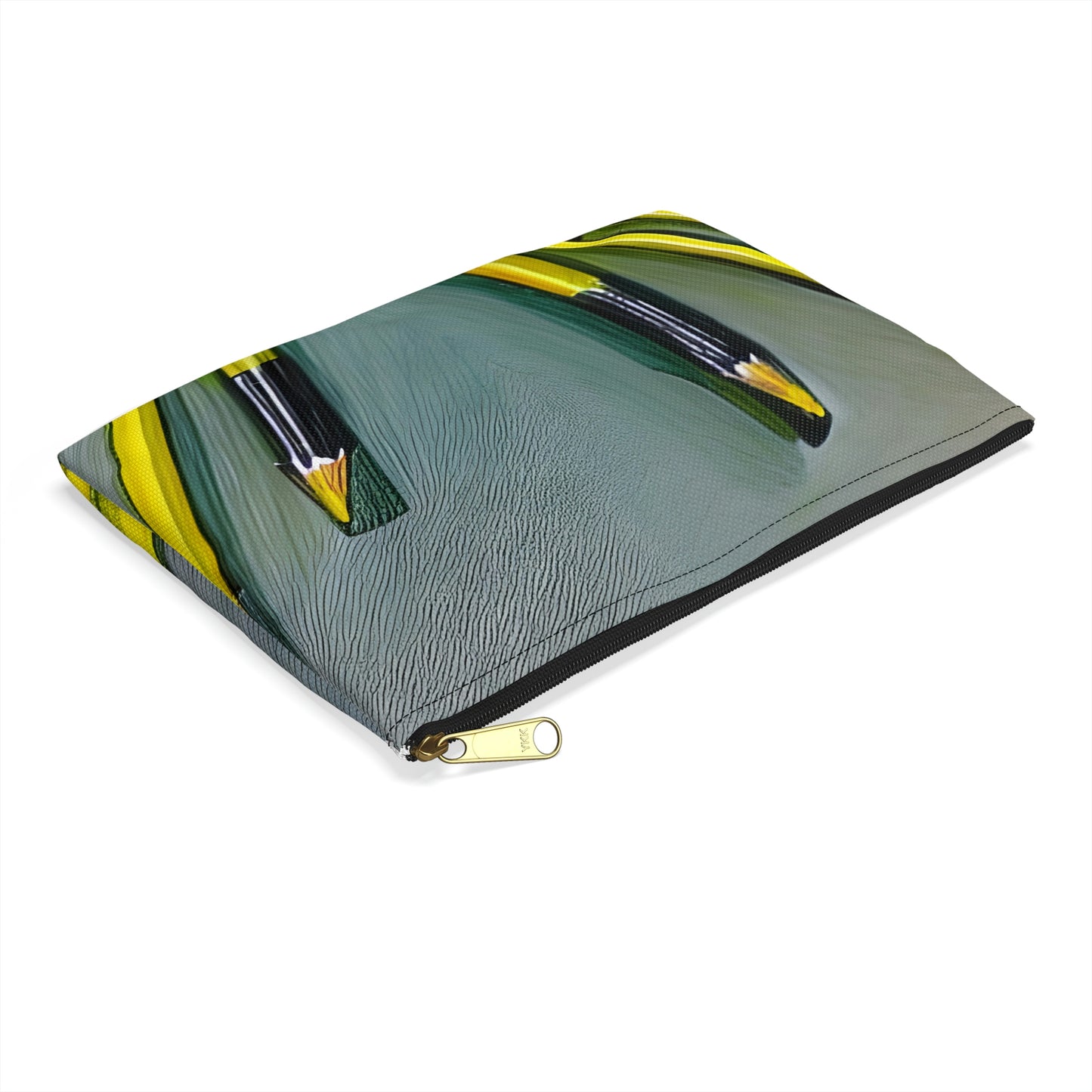 Stylish Yellow & Black Pencil Case on Grey Background