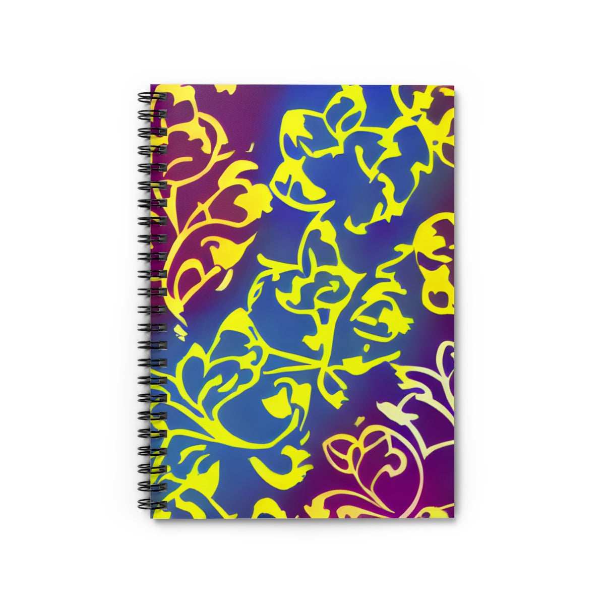 Flower Power Spiral Notebook: Yellow and Blue Floral Design