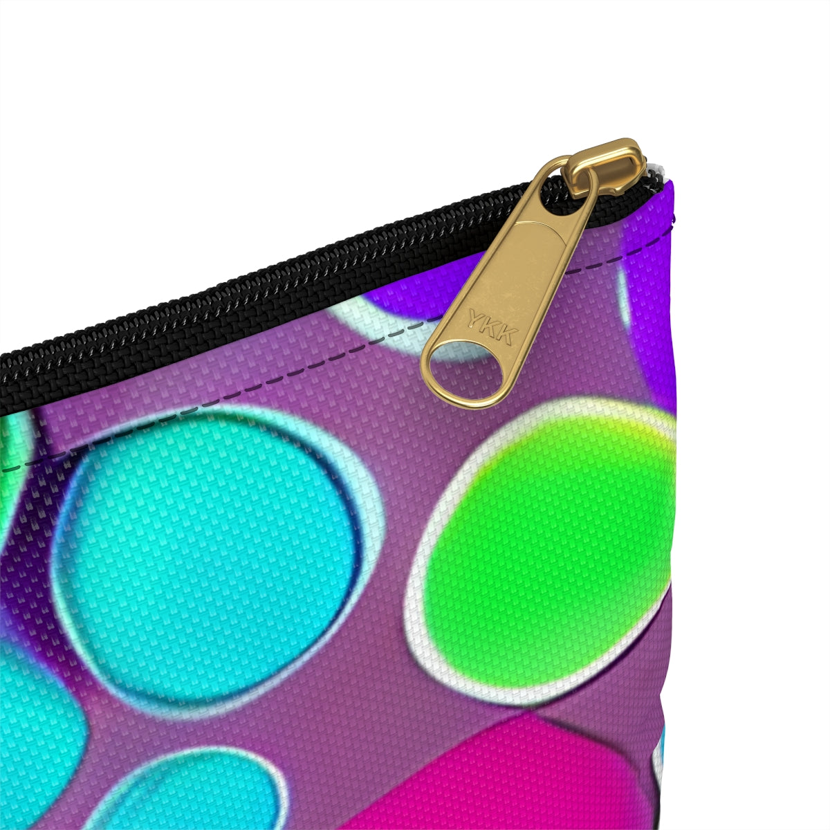 Circles Galore: Vibrant Purple and Pink Bag with Colorful Design