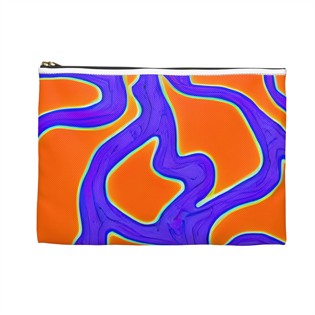 Swirled Orange & Blue Zipper Pouch - Stylish Storage Accessory