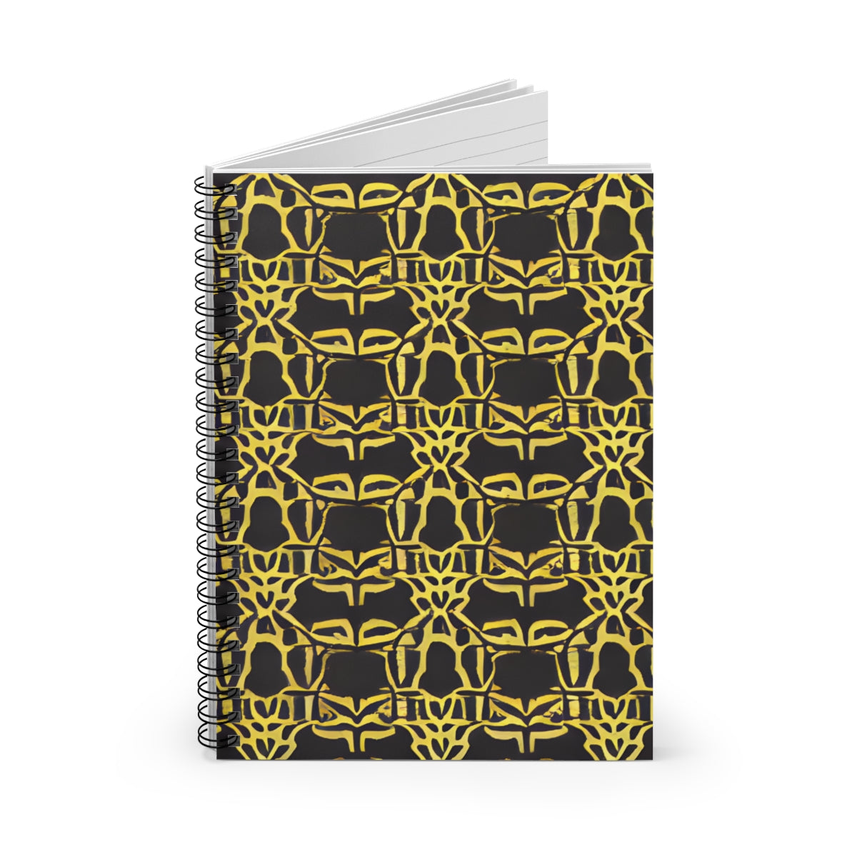 Bold & Bright: The Gold-Patterned Black & Yellow Spiral Notebook