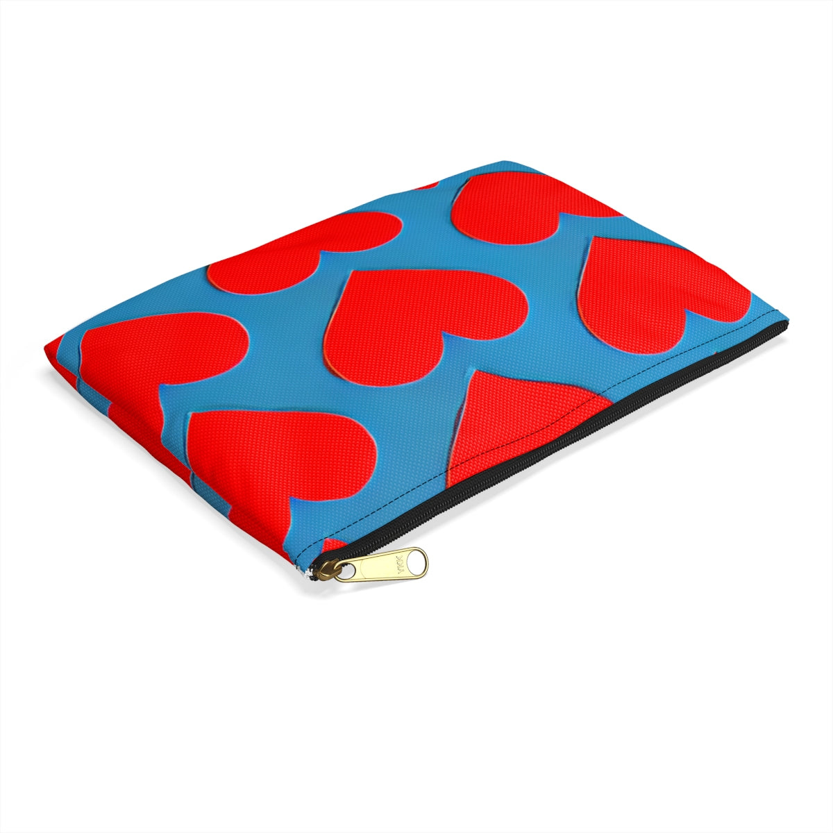 Heartwarming Blue and Red Zipper Pouch - A Cute Accessory!