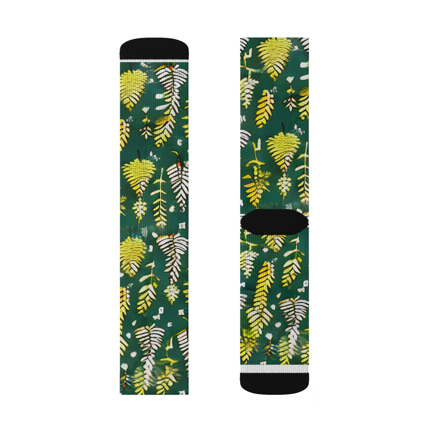 Lively Leaves Socks - Green & Yellow, Nature-Inspired Design