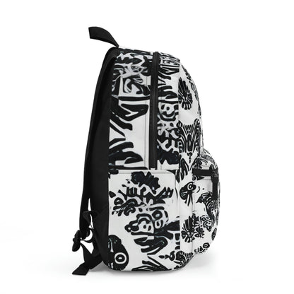 Chic Black & White Damask Backpack: Sleek Style On-The-Go