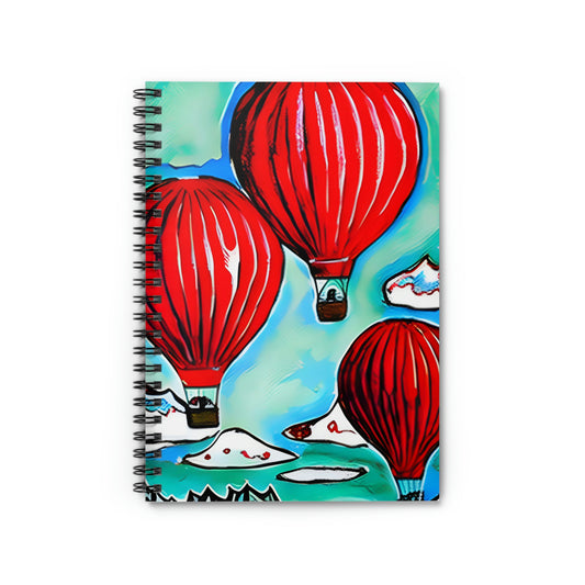 Spiral Notebook with Colorful Hot Air Balloons Design