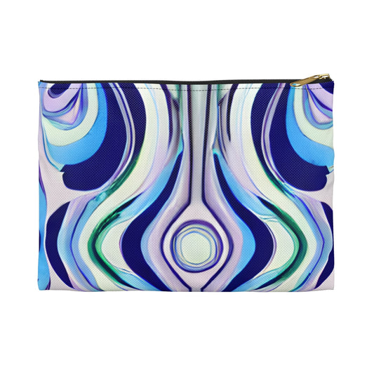 Stylish Blue & White Abstract Zippered Pouch