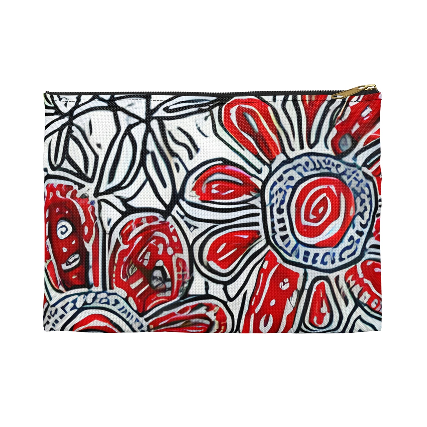 Flowers Zipper Pouch in Patriotic Red, White & Blue Design