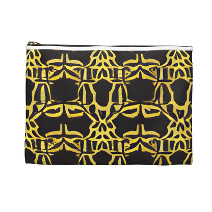 Bold and Striking: Abstract Black and Yellow Zipper Pouch