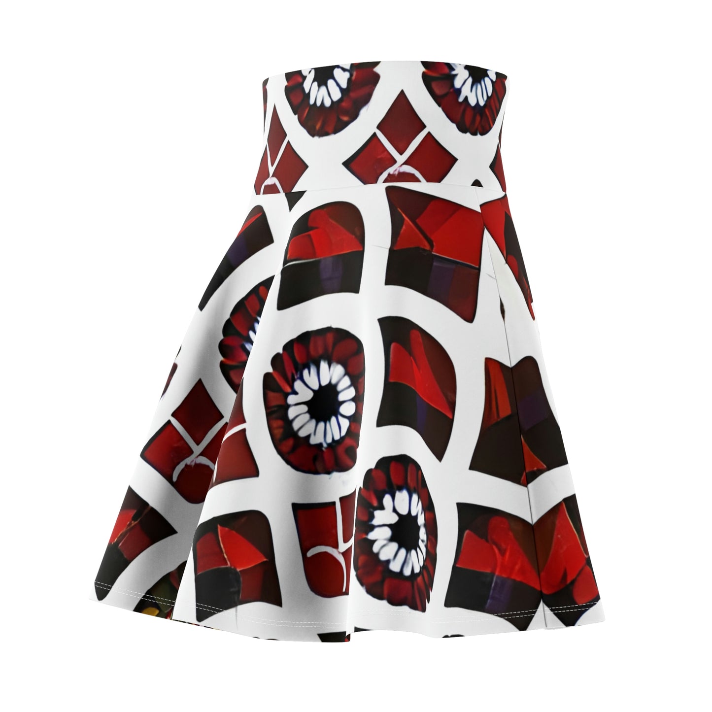 Bold & Graphic Skater Skirt in Red, White & Black