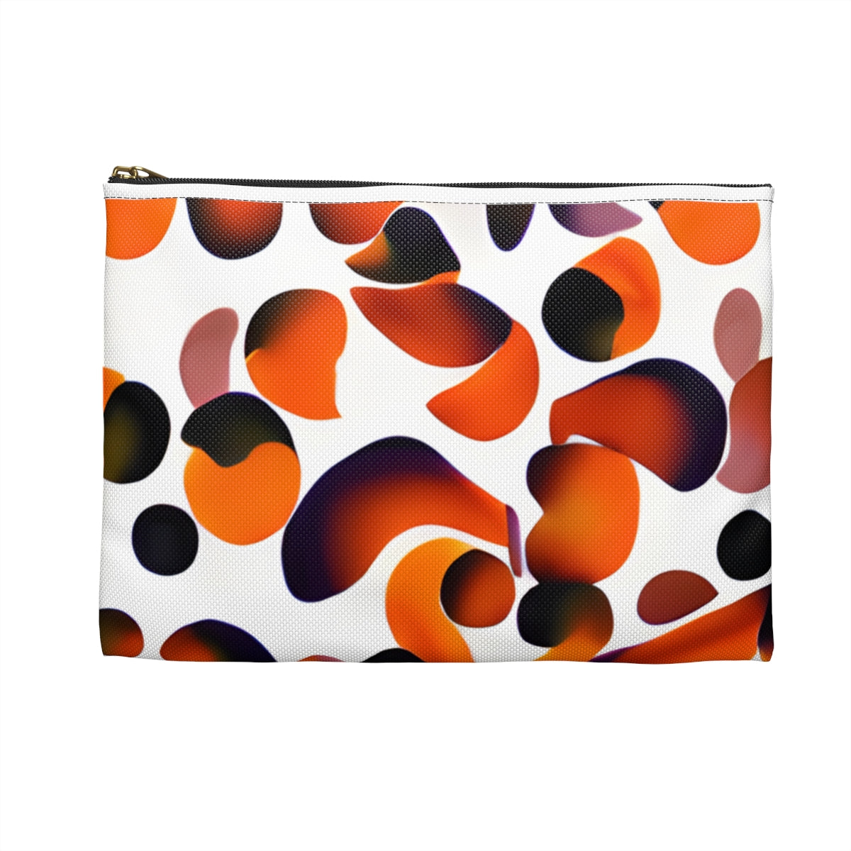 Polka-Dot Zipper Pouch: Stylish Orange & Black Design