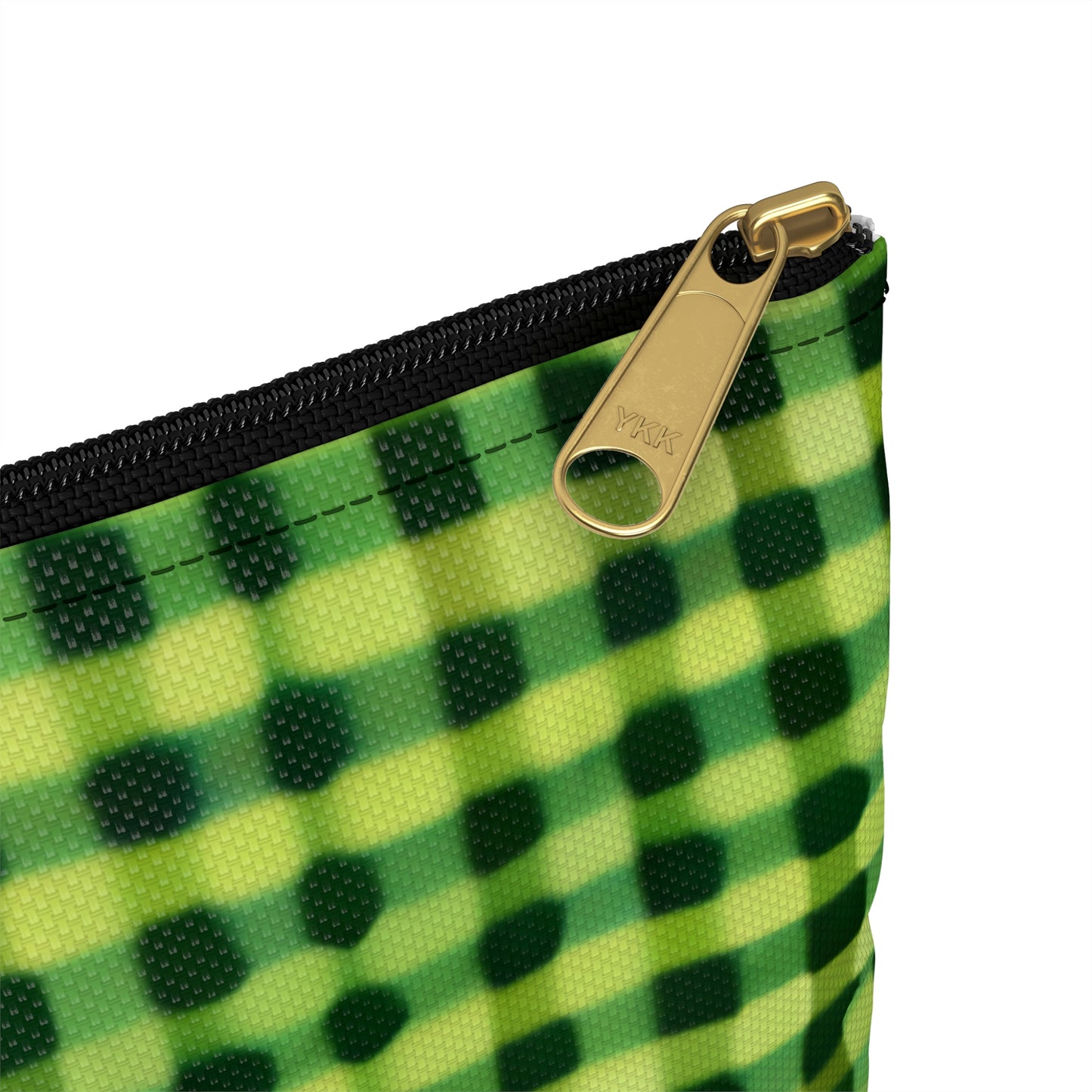 Check out this stylish green and black zipper pouch!