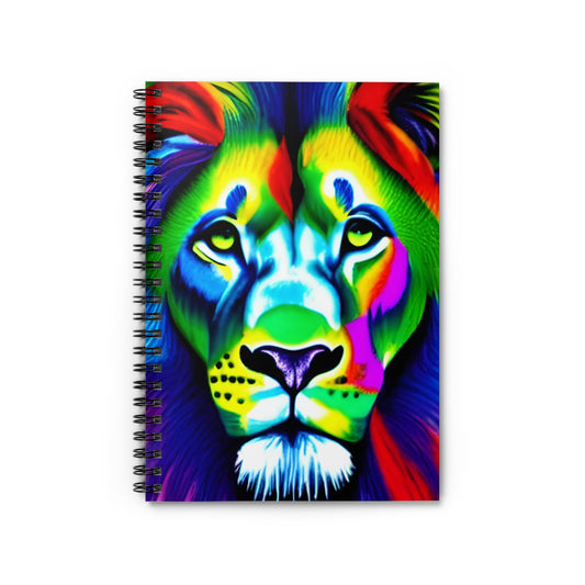 Colorful Spiral Notebook with Majestic Lion Design