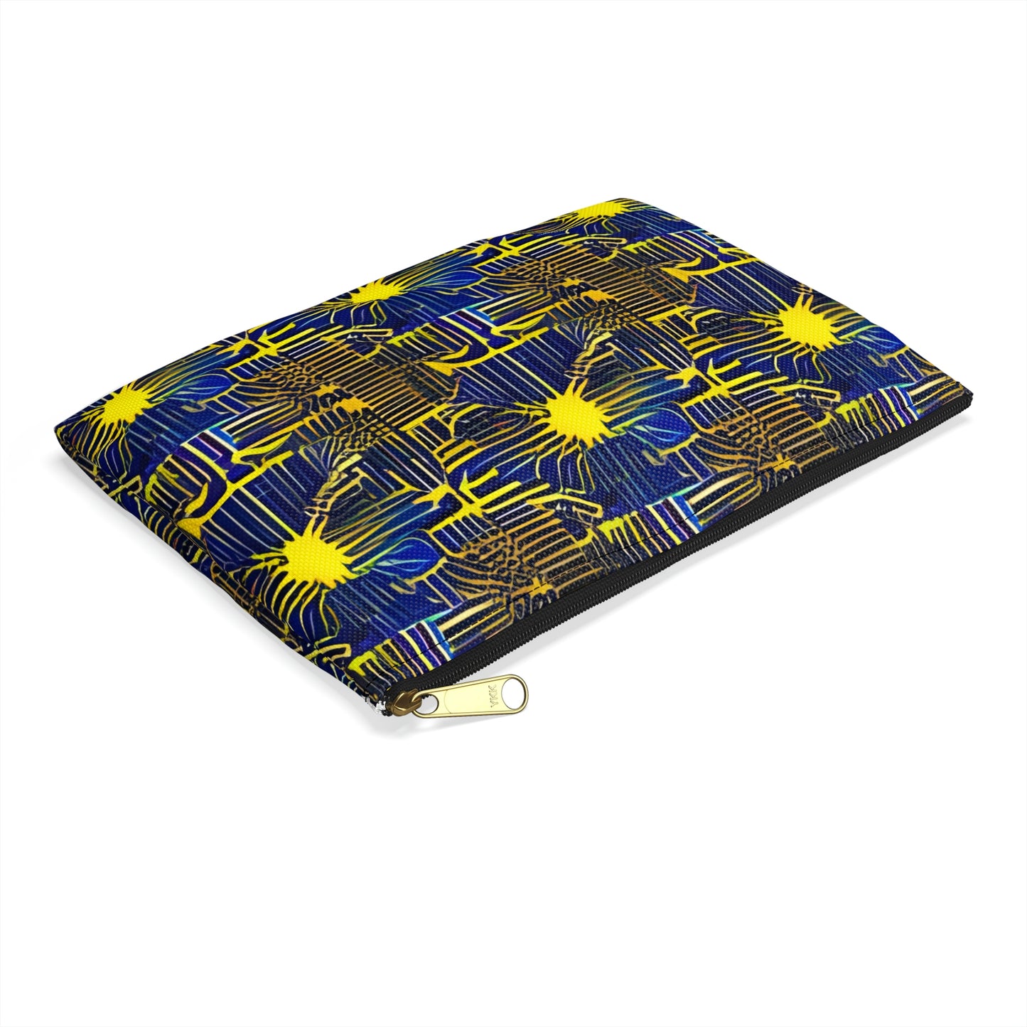 Vibrant and Playful: The Abstract Pattern Blue and Yellow Zipper Pouch