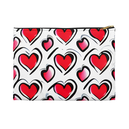 Stylish Heart Shaped Zipper Pouch in Red & Black - Perfect for Your Essentials