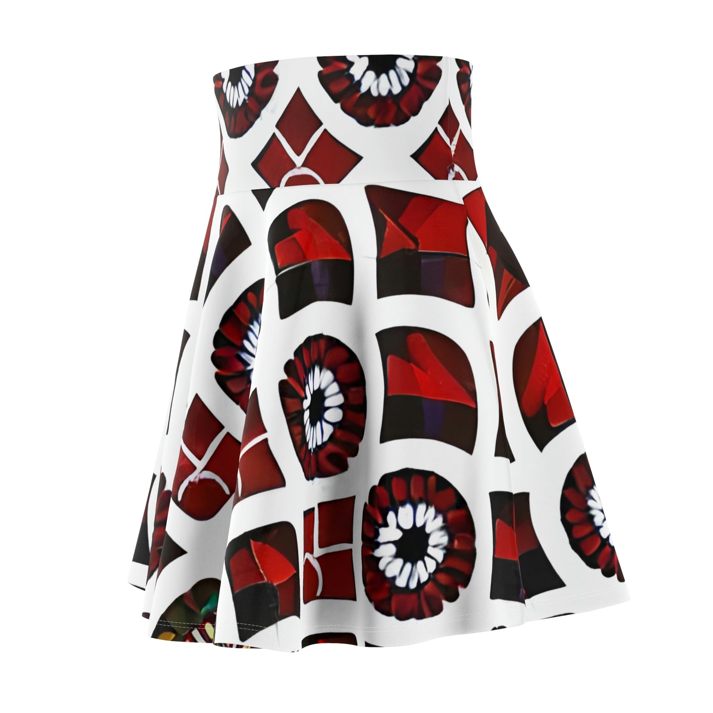 Bold & Graphic Skater Skirt in Red, White & Black