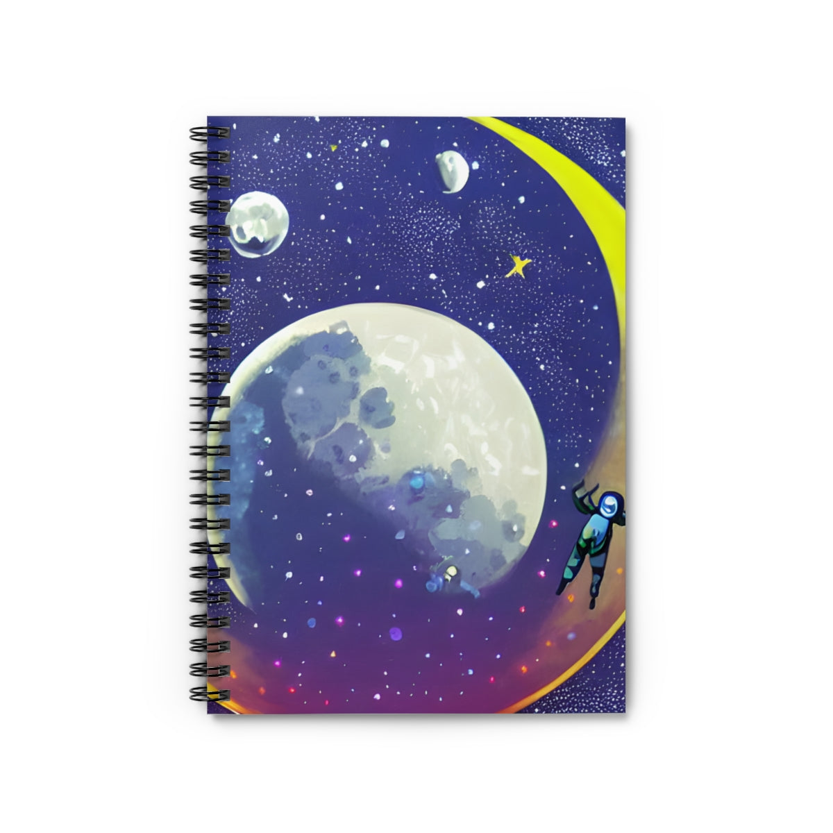 Starry Night Spiral Notebook with Moon Image