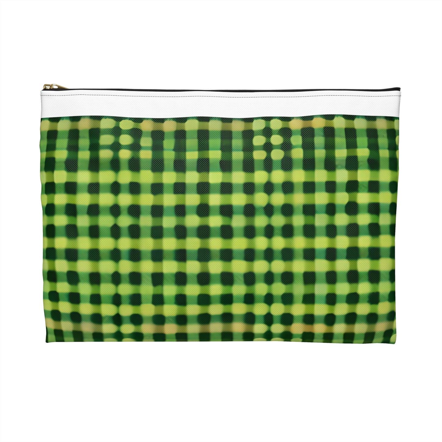 Check out this stylish green and black zipper pouch!