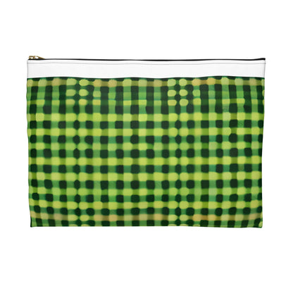 Check out this stylish green and black zipper pouch!