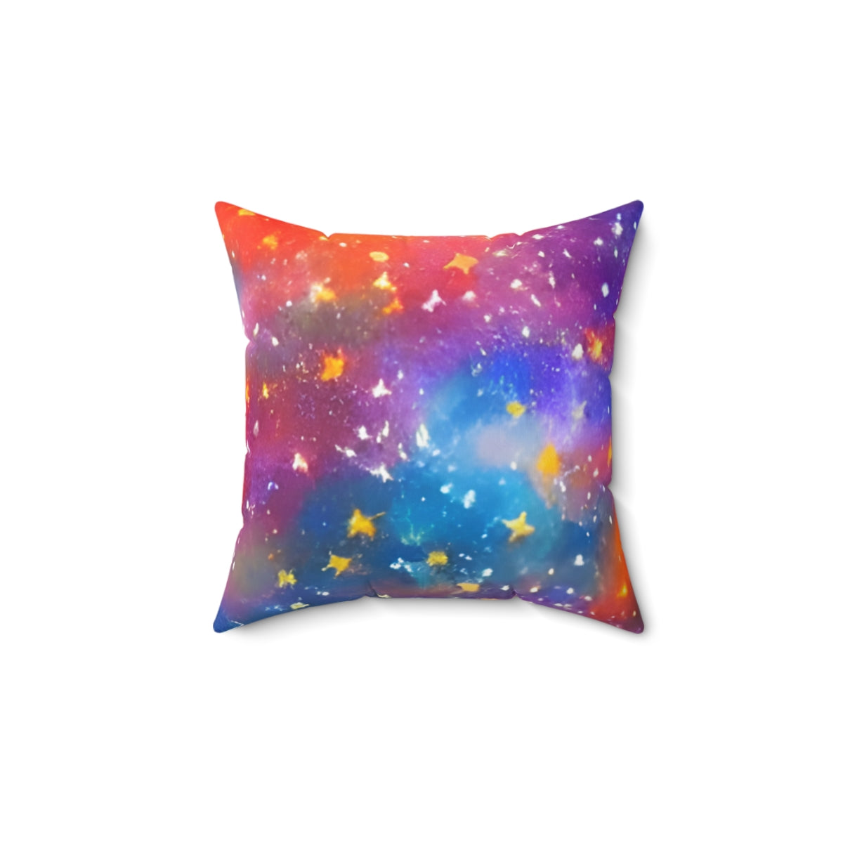 Vibrant Trio: Orange, Blue & Purple Pillow Design