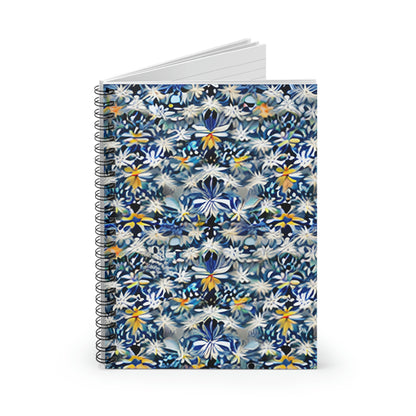 Vibrant Blue & Yellow Floral Notebook - Perfect for Organization