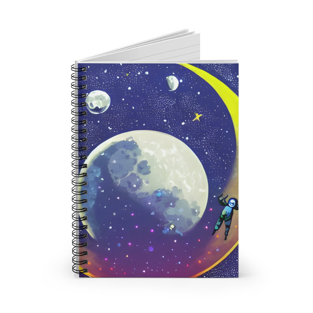 Starry Night Spiral Notebook with Moon Image