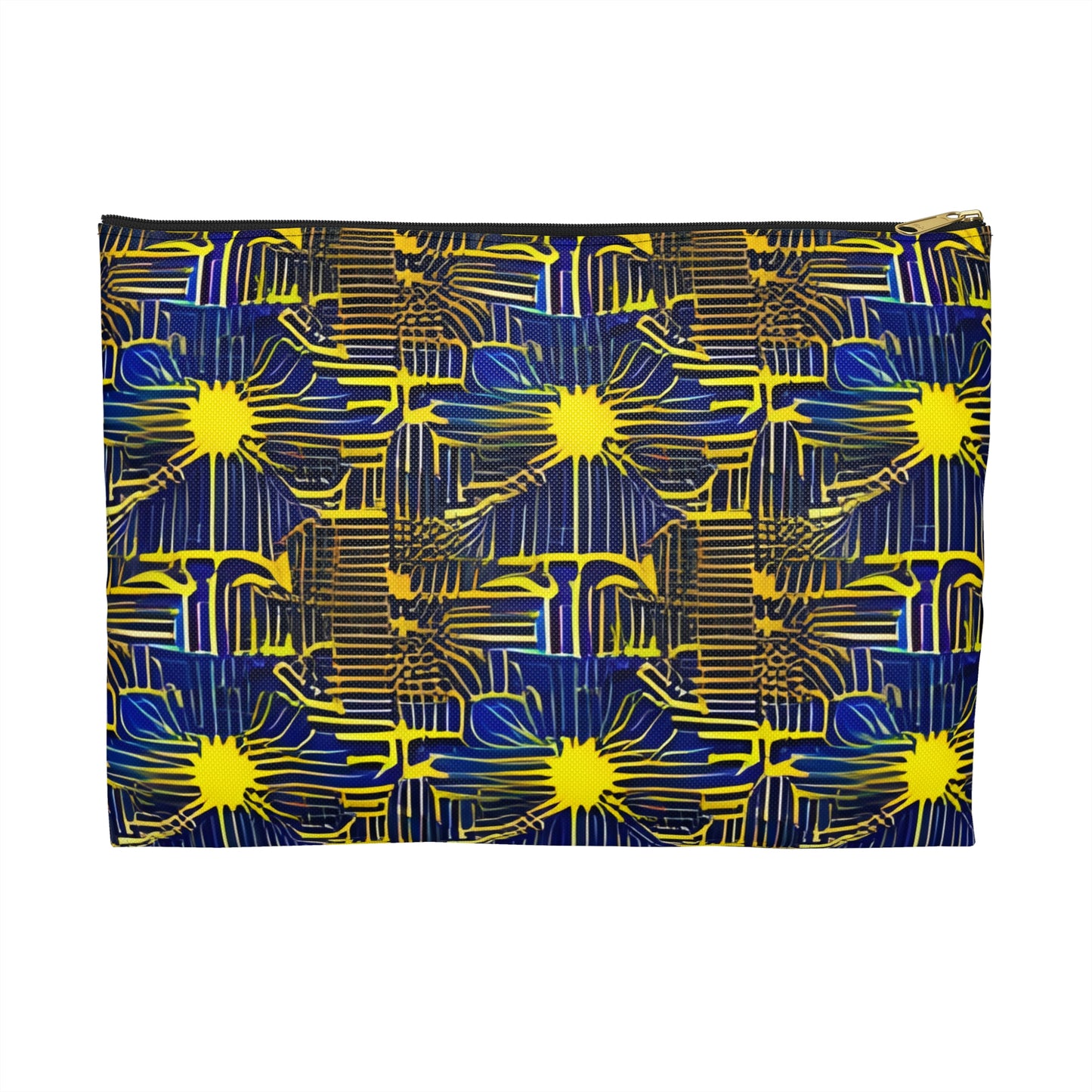 Vibrant and Playful: The Abstract Pattern Blue and Yellow Zipper Pouch