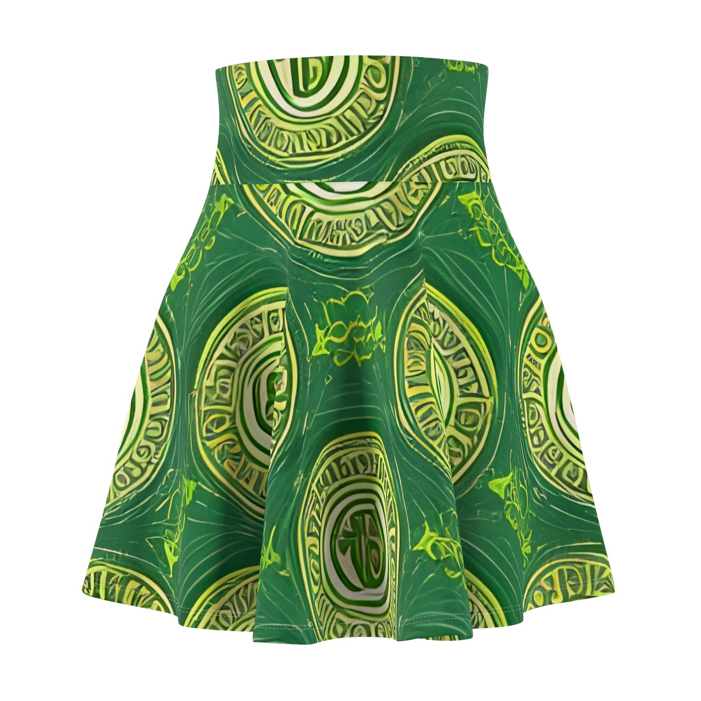 Stylish Green Skirt with White Accent Print