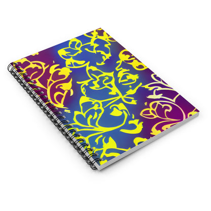 Flower Power Spiral Notebook: Yellow and Blue Floral Design