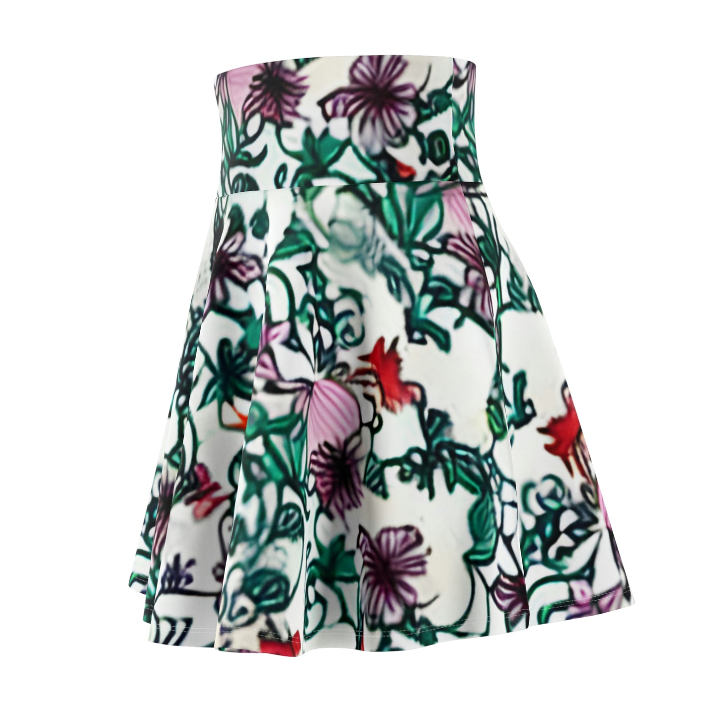 Floral Bliss: White Skirt with Vibrant Blossoms