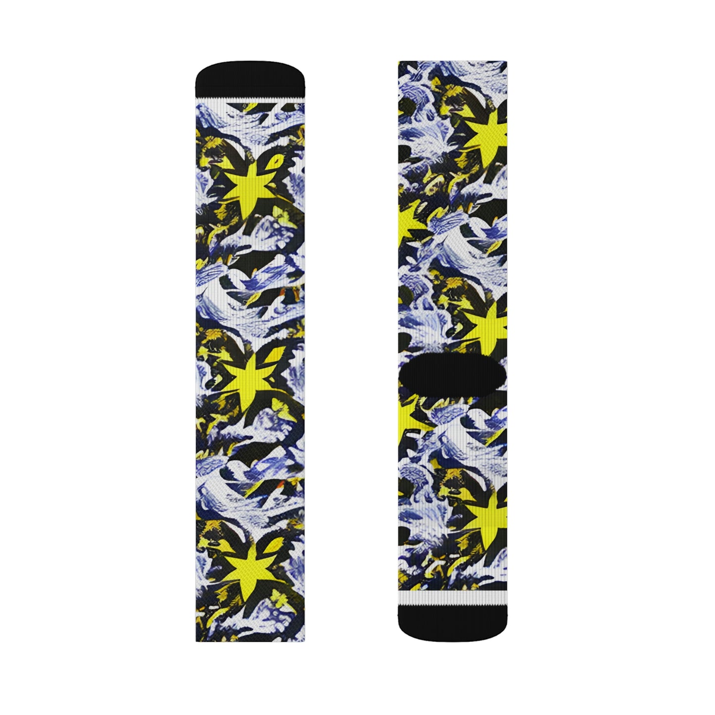 Blend in Style: Explore Our Blue and Yellow Camouflage Socks