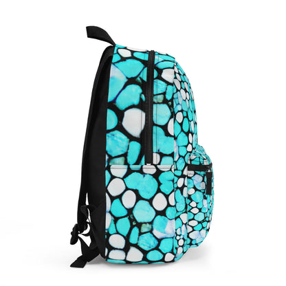 Stylish Turquoise Backpack with Chic Black and White Polka Dots