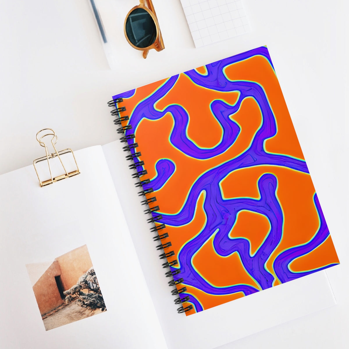 Swirly Delight: Orange and Blue Spiral Notebook