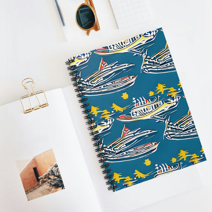 Set Sail with Style: Boat Pattern Spiral Notebook