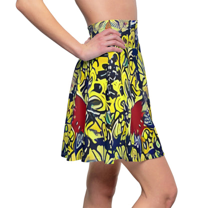 Vibrant African Print Skirt with Red, Yellow, and Blue Florals