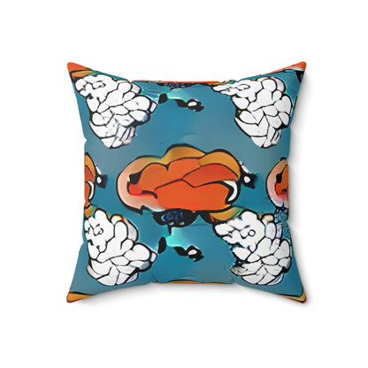 Introducing the Smart Orange & Blue Pillow with a Brain Design