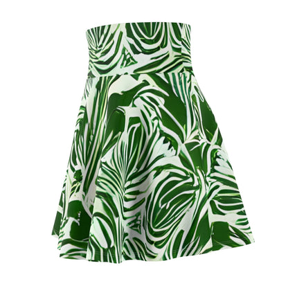 Fresh and Fun White and Green Skirt with Tropical Print