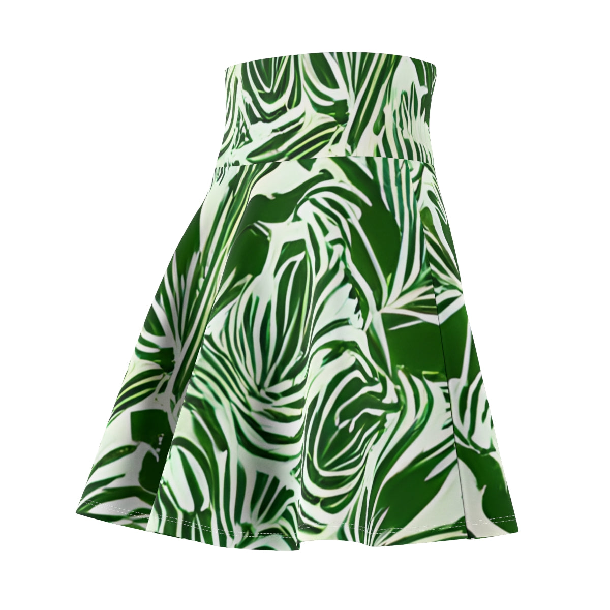 Tropical Chic: Green & White Print Skirt for Effortless Style