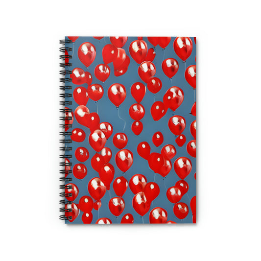 Unleash Your Creativity with this Vibrant Spiral Notebook Featuring Red Balloons